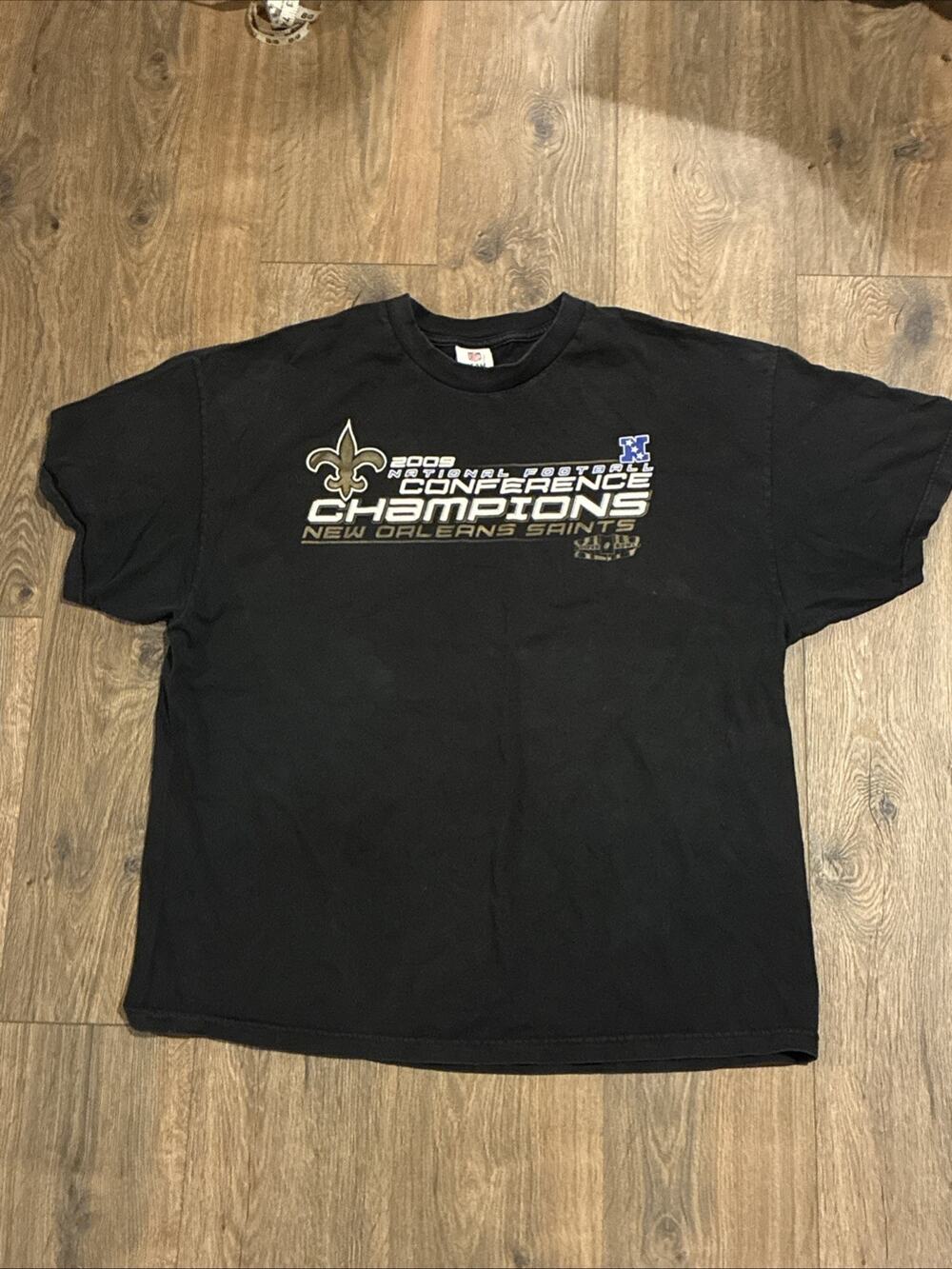 Y9984 Vintage Graphic T-Shirt - 2009 NFL Saints Size 2XL Champions